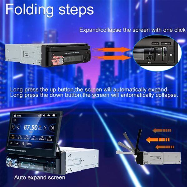Autoradio 1 DIN rétractable MP3,MP5 – Image 3