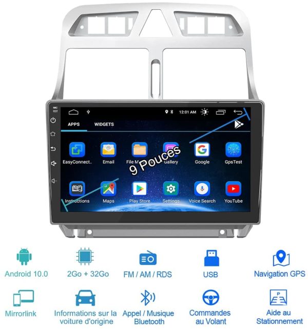 Autoradio pour Peugeot 307/307CC/307SW 2002-2013 – Image 2