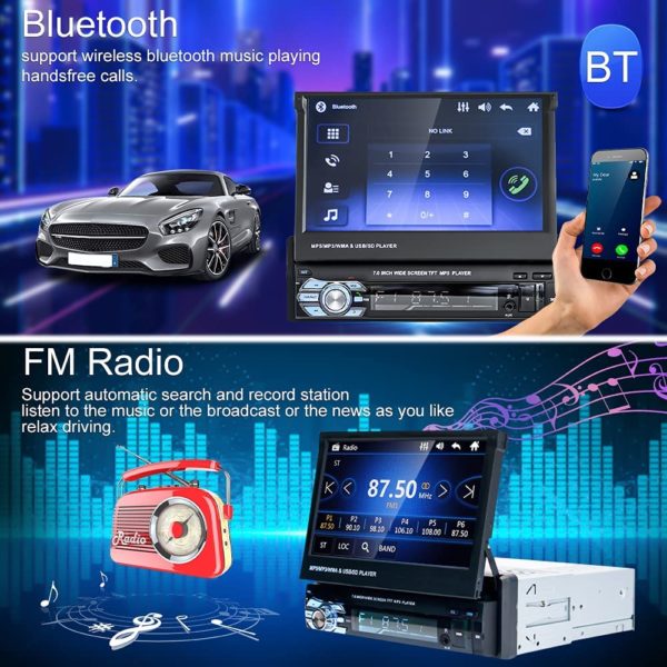 Autoradio 1 DIN rétractable MP3,MP5 – Image 4
