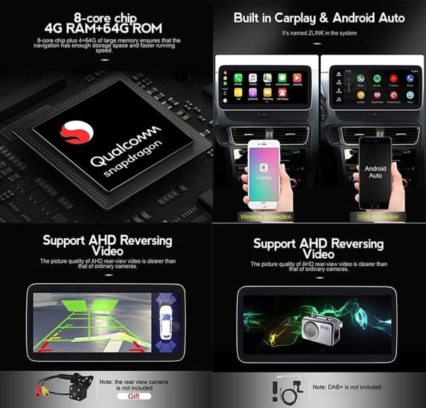 Autoradio Android 10 , 10,25 pouces , écran tactile Audi A4 B8 A5 2009~2016 – Image 5