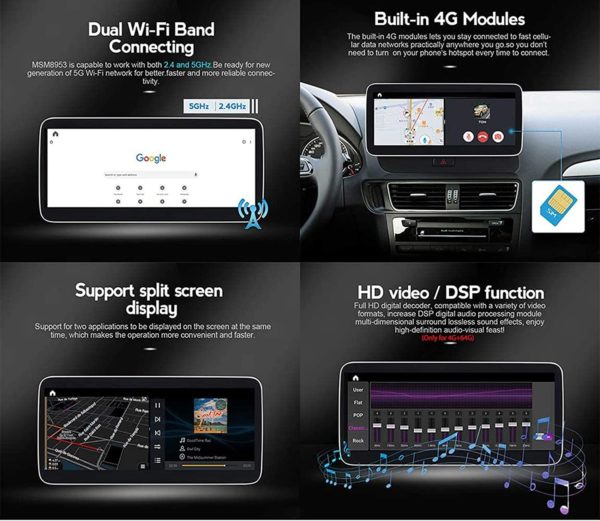 Autoradio Android 10 , 10,25 pouces , écran tactile Audi A4 B8 A5 2009~2016 – Image 4