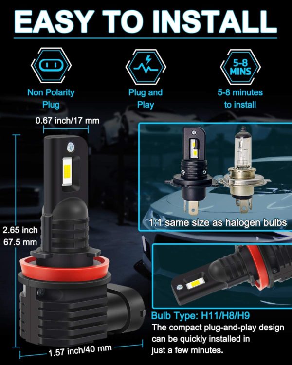 LED headlight 15000LM H8 /2PCS – Image 6
